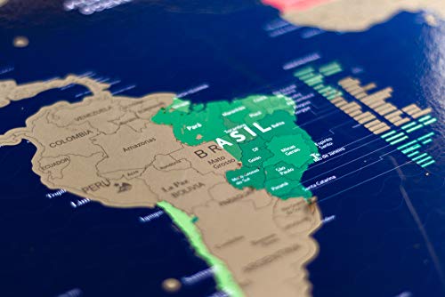 Mapa de Raspar Unlocked 82x60 de Raspadinha - Sem moldura Mapa Mundi de Raspar Mapa de Raspadinha