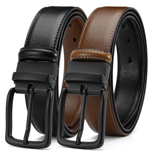 Image of DOOPAI Reversible Leather Belt for Men 1.25 inch - Dual Sided Dress and Casual Belt, Trim to Fit, 2 Styles in One Belt