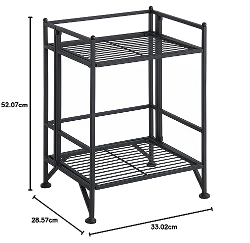 Image of Convenience Concepts Xtra Storage Shelves - 2-Tier Folding Metal Storage Shelves, Closet Organizer for Office, Laundry Room, Bedroom, Garage, Kitchen, Bathroom, Black