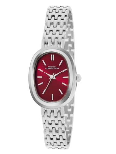 Image of French Connection Sunray Burgundy Oval Dial with Stainless Steel Strap Watch for Womens - FCN0130SM