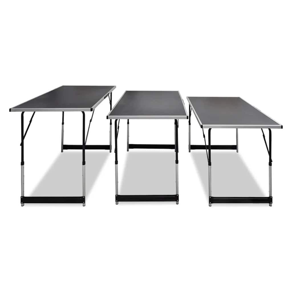 Stoły do tapetowania, 3 sztuki, składane, z regulacją wysokości, blat z płyty MDF i aluminiowym stelażem, 100 x 60 cm, obciążenie 30 kg, zajmuje mało miejsca, na kemping, taras, do salonu