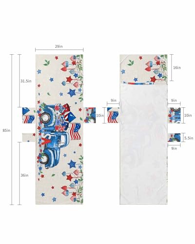 4th of July Floral Beach Chair Cover with Side Pockets, Microfiber & Quick Dry Pool Chaise Lounge Chair Towels Covers for Sun Sunbathing Patio Garden Hotel, Patriotic Memorial Truck Love Star Leaves
