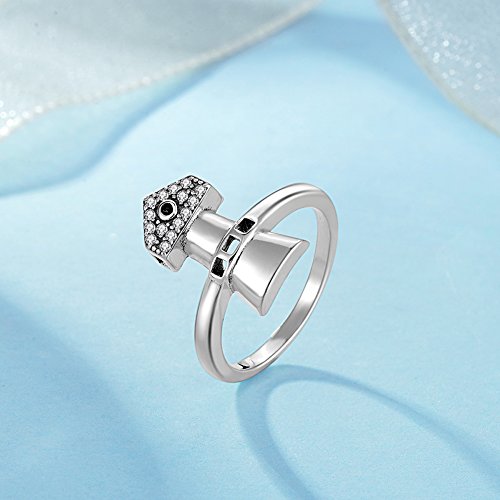 Image of Vintage Lighthouse Tower Band Ring in Sterling Silver w /Cubic Zirconia Size 6-8 Land Your Love from Water