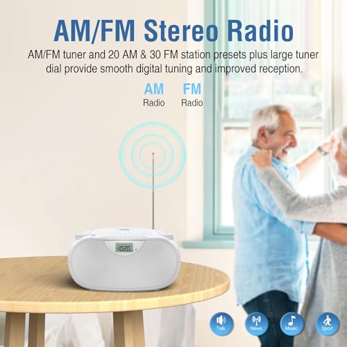 image for Nextron Portable Stereo CD Player Boombox with AM/FM Radio, Bluetooth,