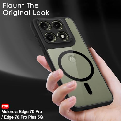 Image of TheGiftKart Hybrid Shockproof Back Cover Case for Motorola Moto Edge 70 Pro /Edge 70 Pro Plus 5G | Hard Back Cover Case (PC & TPU, MagSafe Compatible, Transparent Clear Back, Black Sides)