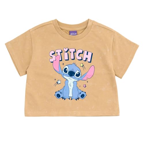 Image of Disney Lilo & Stitch Girls French Terry Cropped Drop Shoulder T-Shirt & Skirt Outfit Toddler to Big Kid Sizes (2T - 14-16)