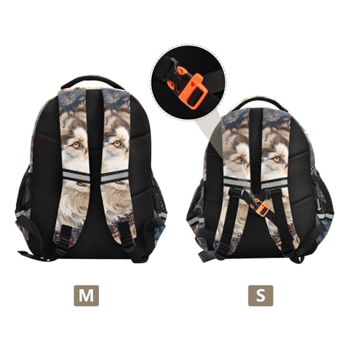 Husky Dog Ethnic Style Backpack for Kids 8-14 Years Boys Girls School Bookbag Daypack M 202b55523