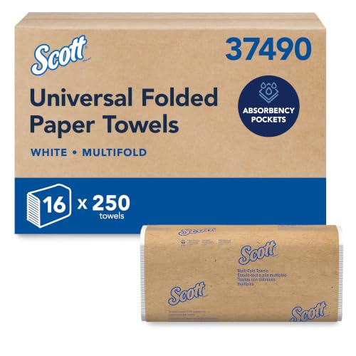 Scott Professional Universal Multifold Narrow Width Paper Towels Bulk (37490) Absorbency Pockets White 8.0x9.4 Towel Compressed Compact (250 Sheets/Pack 16 Packs/Case 4 000 Sheet Total)