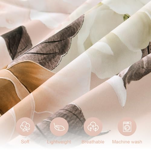 Image of Floral Comforters Queen Size 7 Pieces Botanical Dusty Pink Flower Bed in a Bag Ulter Soft Microfiber Bedding Set, Lightweight Bed Comforter Set with Sheets for All Season (Dusty Pink, Queen)