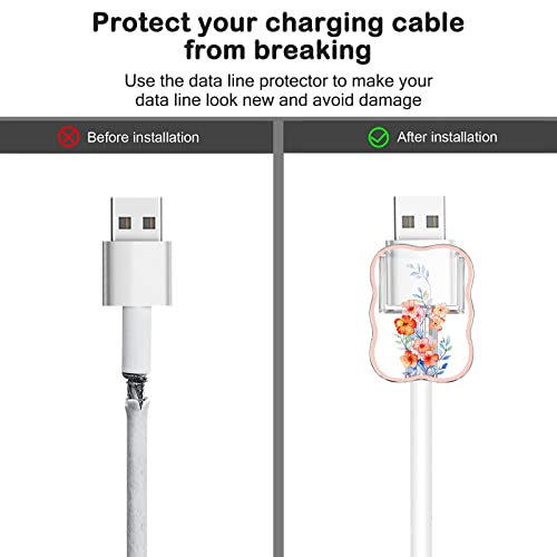 Image of CameCosy 4 Pack Android USB Cable Protectors, Cute Flower Design, Phone Cord Protector for Samsung, Google, etc.