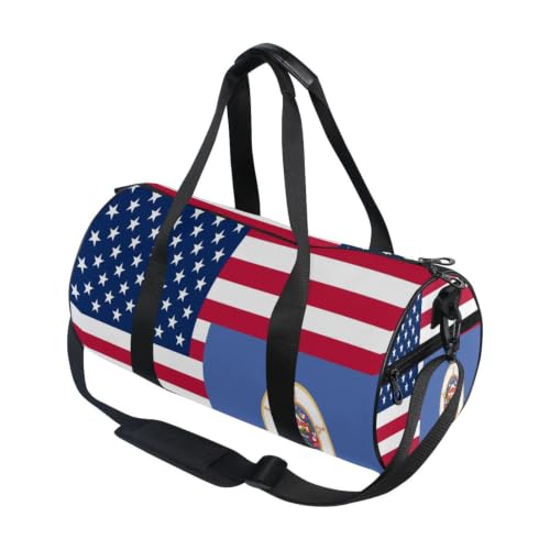 Bolsa de deporte redonda con bandera de Minnesota, ideal para el gimnasio y tus escapadas
