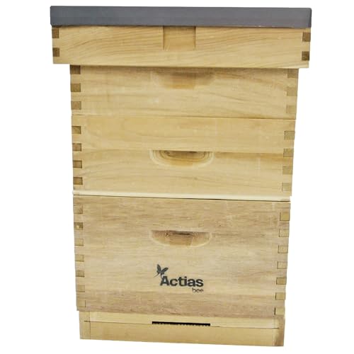 Actiasbee - Langstroth Beehive In New Zealand Pine | 2 Supers + 1 Brood Flat Roof Bee Hive for Beekeeping