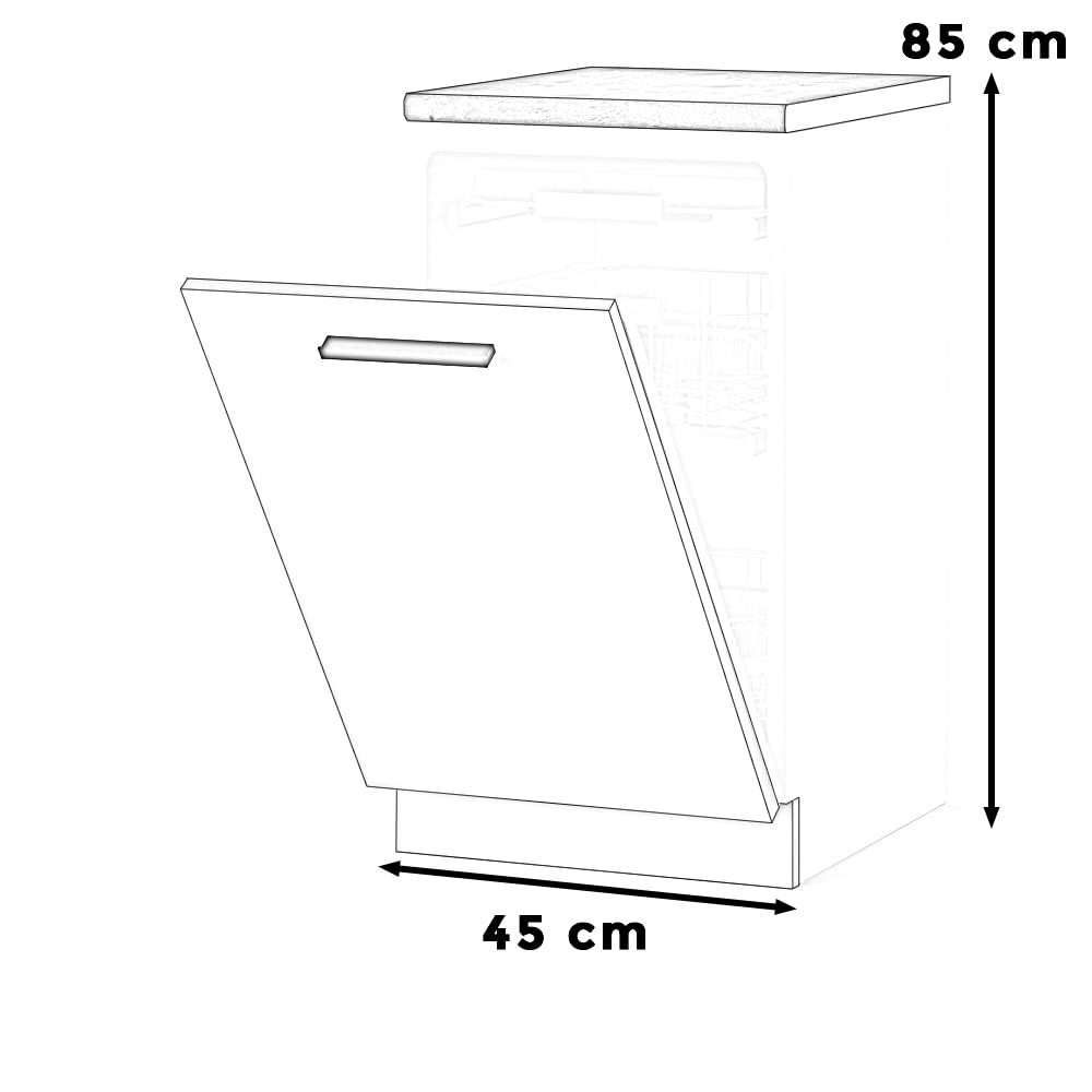 Szafka Kuchenna Front Do Zabudowy Zmywarki 45cm Modułowy Blande Dąb Wotan