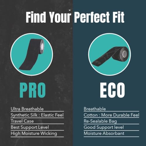 Image of Heali Kinesiology Tape with Magnesium and Menthol, 3 Pack, Each w / 20 Precut Strips, K Tape Roll, Knees, Physical Therapy Sports Tape for Knees, Joints & Muscles, Water Resistant, Black Inspo