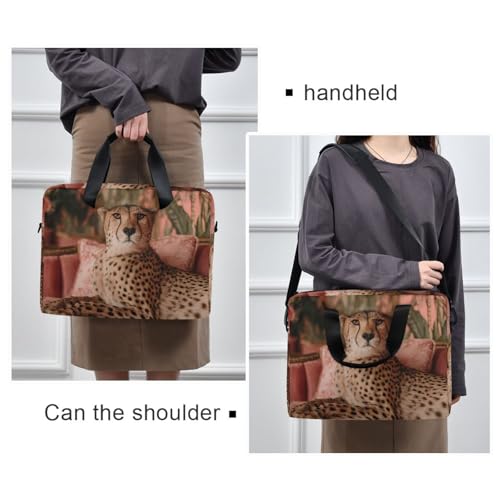 Bolsa para portátil con estampado Cheetah y múltiples bolsillos miniatura 2