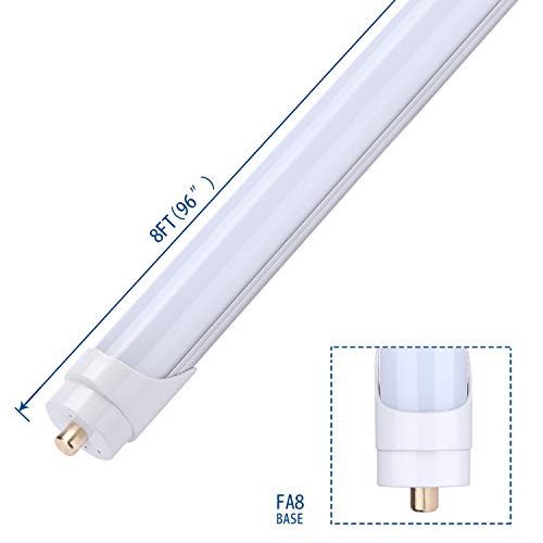 JOMITOP LED Light Tube, 45W, Replacement 100W Fluorescent Lamp Shop Lights, 8FT, T8 Single Pin FA8 Base, Dual-Ended Power, Cold White 6000K, 4500LM, Frosted Cover, AC 85-265V - 25 Pack