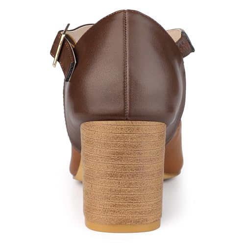 Allegra K Women's Square Toe Mary Jane Chunky Heels Dress Shoes3