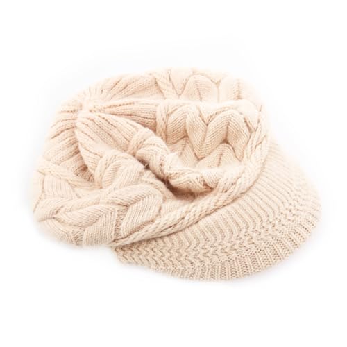 BESPORTBLE Gorro De Invierno De Lana para Mujer con Visera - Diseño Elegante En Marrón y Beige - Ideal para Mantenerte Abrigada y con Estilo En Los Días Fríos