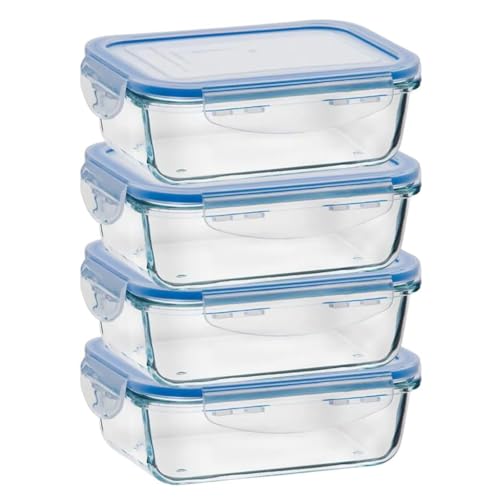 Kit 4 Potes De Vidro 1040 ML Hérmetico Marmita Vacuo Com 4 Super ...