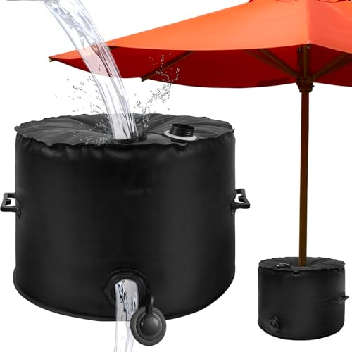 US Umbrella Base Weight Bag with Water Up to 100 lbs Umbrella Base Weight Water Bag with Handle Large Water Inlet Umbrella Weights 40L Round Water Umbrella Weight Bag for Outdoor Terrace Beach(40L)