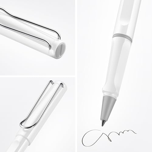 Image of Lamy Safari White Roller Ball Pen with Medium M63 blue refill