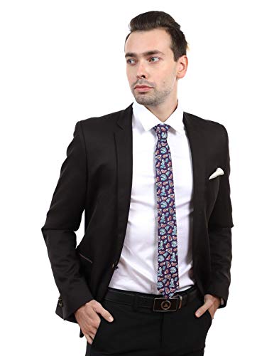 Image of JESLANG Men's Cotton Printed Floral Tie 2.56 inch Skinny Narrow Necktie Various Designs