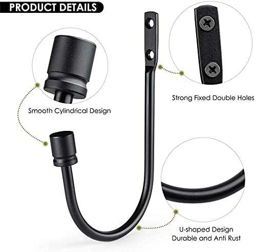 Tiardey 2 Pcs Curtain Hold backs, Metal U Shaped Hook Wall Mounted Tieback Hook Drapery Accessories Decorative Curtain Drapery Holdback(Black) - Image 3
