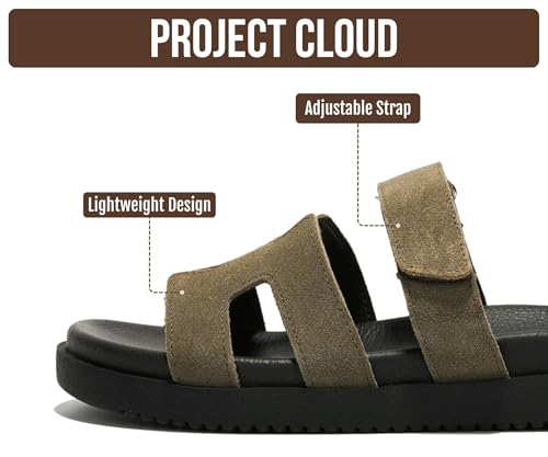 Image of Project Cloud 100% Genuine Leather Sandals for Women Footwear - Stylish Womens Sandals with Plush & Soft Insole - Non-Slip and Water-Resistant Beach Sandals Slides for Women (Mayvy)