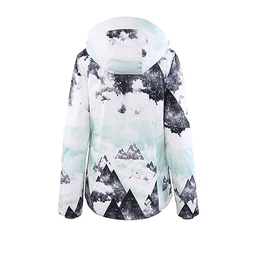 GS SNOWING Women's Waterproof Ski Jackets Windproof Mountain Snow Coat Warm Winter Sports Coat with Hood (Green Mountain, XS)