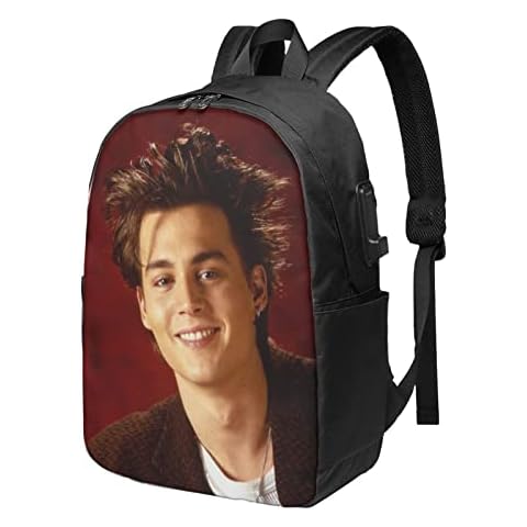 Johnny Depp Usb Backpack Travel Laptop Daypack Unisex Adjustable Bookbag Outdoor Sport Backpack For School Hiking Business Work 17 Inch Cover