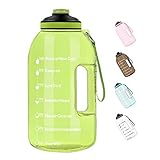 MYSHAKER Large 1 Gallon Motivational Water Jug with Wide Mouth and Handle Strap, Leakproof BPA Free...