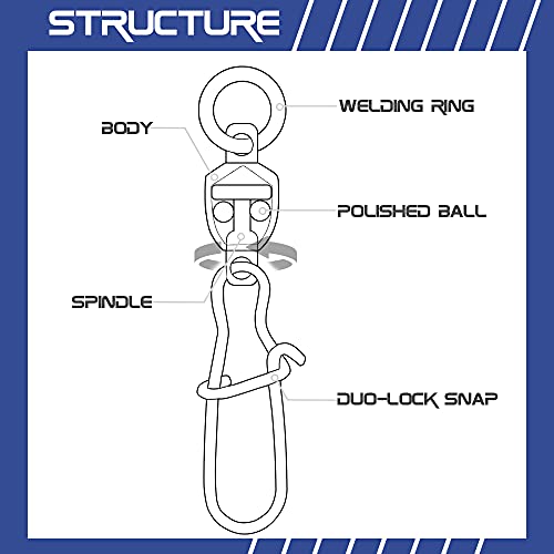 AMYSPORTS Ball Bearing Swivels Fishing Barrel High Strength Fishing Snap Bearing Connector Ring Snaps Swivels Saltwater Stainless Steel Accessories 24pcs 25lbs