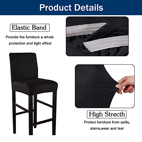 Yopoiy Stretch Bar Stool Cover Velvet Bar Stool Chair Covers Washable Stool Cushion Slipcover Soft Bar Stool Seat Covers Removable Slipcover For Kitchen Bedroom -Blue-2 Pieces #TOP2