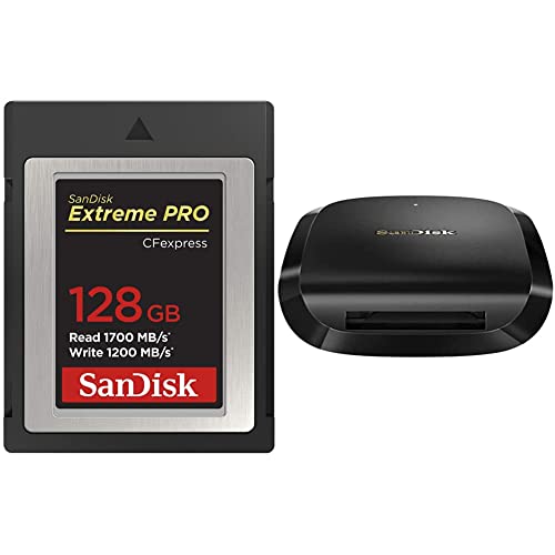 SanDisk 128GB Extreme PRO CFexpress Card Type B - SDCFE-128G-GN4NN & Extreme PRO CFexpress Card Reader - SDDR-F451-GNGNN