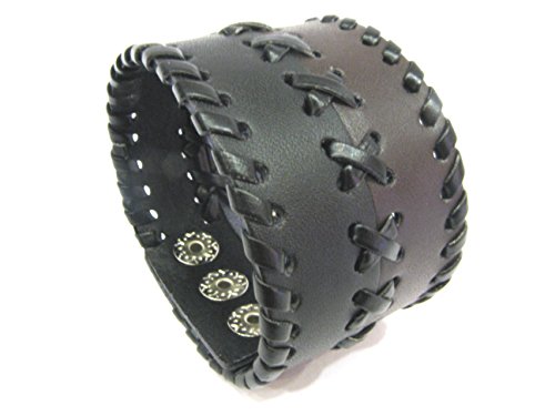 Pulsera para hombre de Styleziel 2088, de piel auténtica, diseño vintage, color marrón-negro, ancho de 22 cm