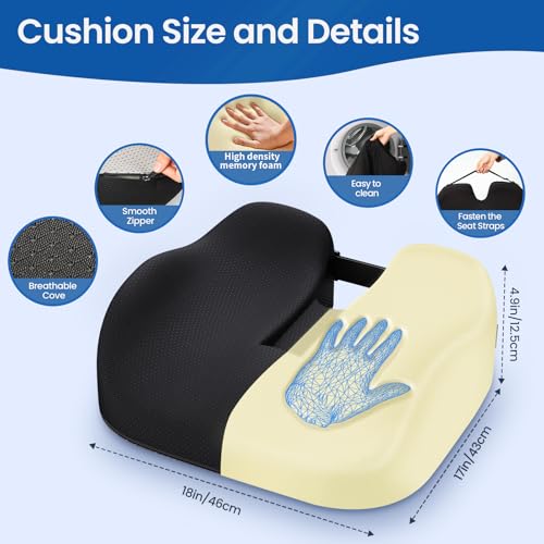 Benazcap BE-WHEELCHAIR CUSHION 42*18*20 BLACK Large Wheelchair Cushions,18"X17"X4.9"Inch Thick Memory Foam Seat Cushions thumb #1