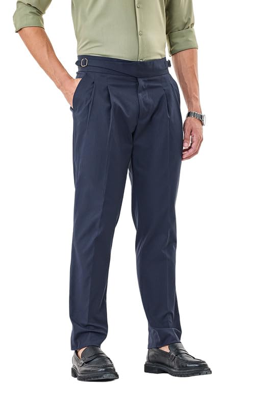 snitch Men Formal Trousers | High Rise Pleated Front Regular Fit | 100% Polyester Smooth Woven Fabric | Lightweight & Wrinkle-Free Design for Office & Business Meetings-picture-21