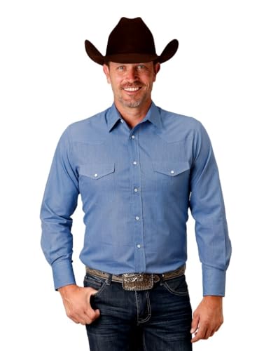 MENS LONG SLEEVE SNAP CROSSHATCH SQUARES TONE ON TONE WESTERN SHIRT