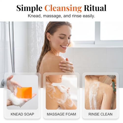 Image of Kruggo Deodorizing Persimmon Soap Bar, Citrus Scent Cleansing Bar for Adult Skin (2 pcs, A)
