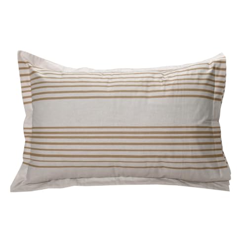 Image of Huesland by Ahmedabad Cotton 144 TC Bedsheet for Single Bed with 1 Pillow Cover | Taupe & Dark Cream