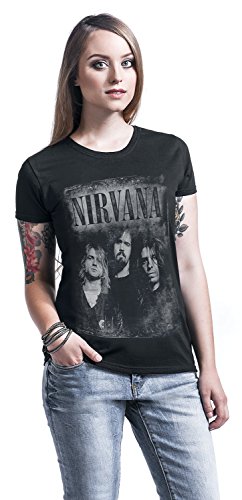 Nirvana Faded Faces Mujer Camiseta Negro M 100% algodón Vorne Bedruckt Regular