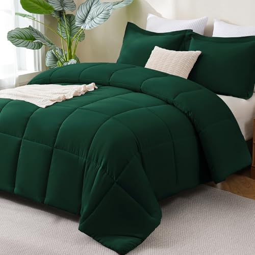 CozyLux Full Size Comforter Sets - 270GSM Emerald Green Bedding