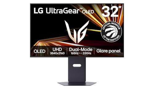 LG 32GX850A-B 32' UltraGear 4K UHD (3840 x 2160) Glossy OLED Gaming Monitor, Dual-Mode 165Hz/330Hz, 0.03ms, G-SYNC, FreeSync Premium Pro, TrueBlack 400, HDMI, DP, Tilt/Height/Swivel/Pivot Stand, Black