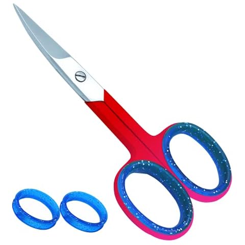 Cuticle Nail Scissors Curved Blade Professional Stainless Steel Beauty Scissors Manicure Pedicure Eyebrows Nose Beard Hair Trimming Beauty Grooming Thick Toenails Women Men Cover