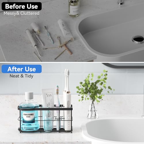 GlaRid Toothbrush Holder, Large 304 Stainless Steel Electric Toothbrush Holder for Bathroom,7 Slots Tooth Brush Holders for Bathroom Counter and Wall Organizers, Black - Cosy Home Interiors GlaRid Toothbrush Holder, Large 304 Stainless Steel Electric Toothbrush Holder for Bathroom,7 Slots Tooth Brush Holders for Bathroom Counter and Wall Organizers, Black - Image 5