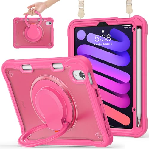 Coque iPad Mini 7 et 6 Rose Vif antichoc militaire en TPU avec support