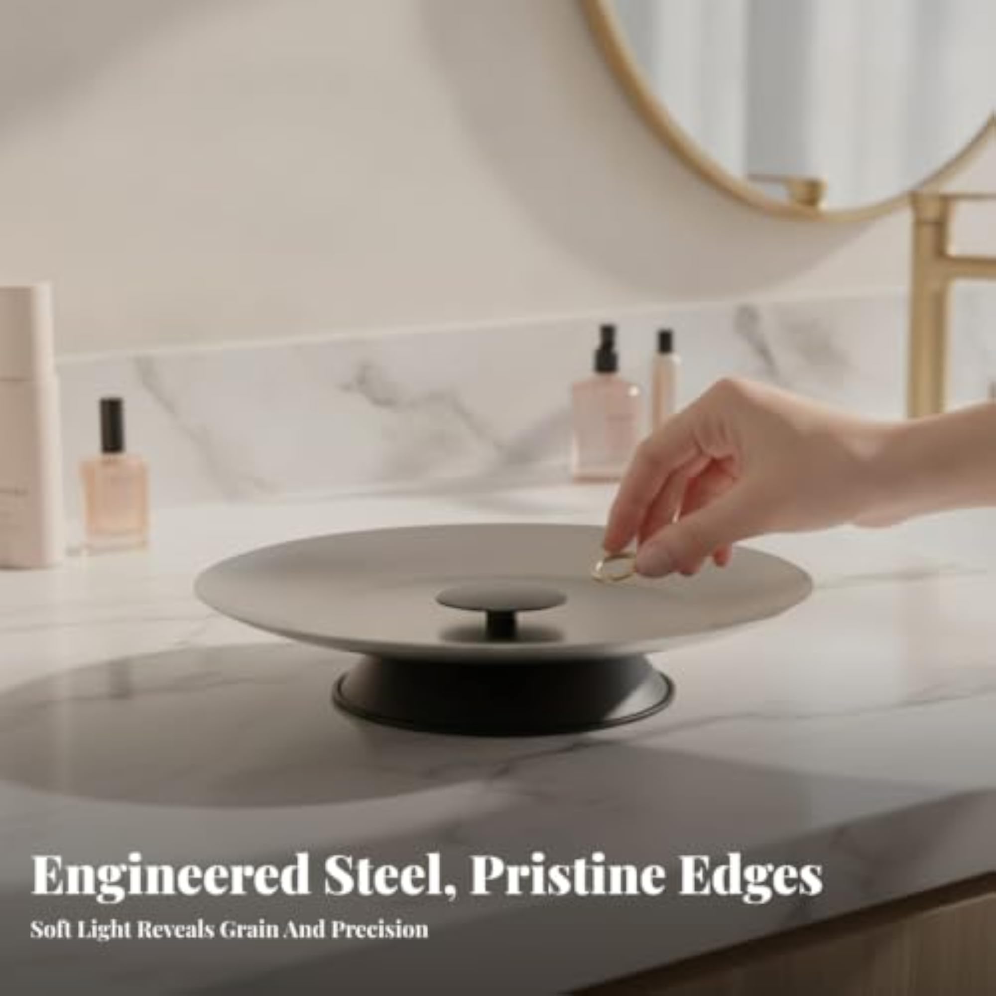 Polished Round Tray with Pedestal Base
