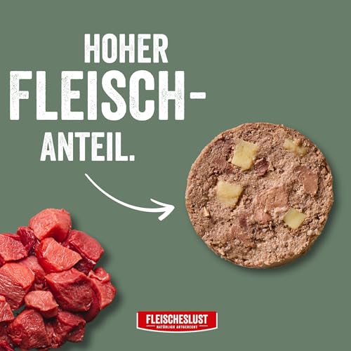 Fleischeslust Hundewurst, Pures Lamm mit Kartoffel als Futterbox (8x400g), Sensitive Nassfutter-Wurst schnittfest & getreidefrei, Hundefutter für ausgewachsene Hunde