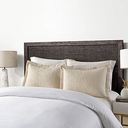 MarCielo 2-Piece Embroidered Pillow Shams, Decorative Microfiber Pillow Covers Set, Standard Size, Beige by MarCielo - Image 2
