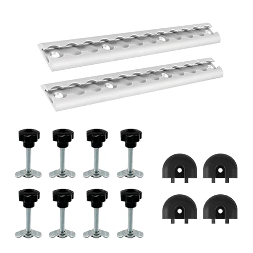 TECKZOON Confezione da 2 binari Airline in alluminio, 30 cm, set da 8 binari zincati M8 x 60 mm, fissaggio sicuro del carico per camion, camper, roulotte